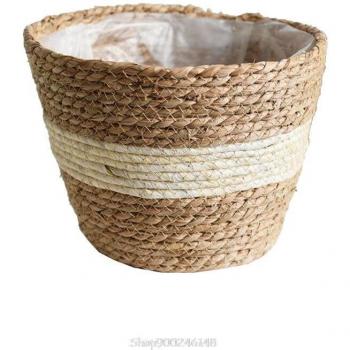 Pot de fleur en paille nordique pour maison et salon