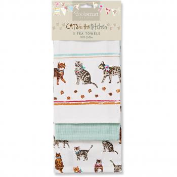 Whisker Wonderland Kitchen Cloths – Multi‑Colour Trio