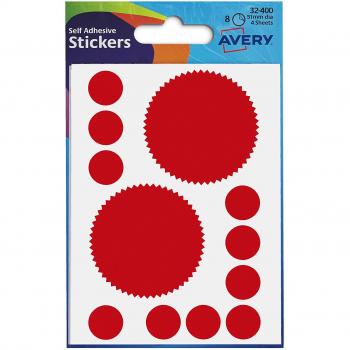 Avery 32-400 Company Seal Stickers, Red (51mm Diameter, Pack of 8)