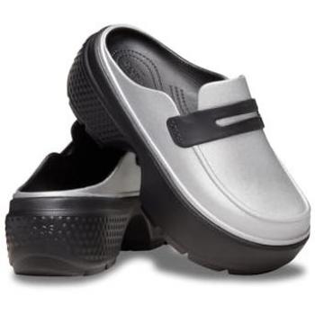 Crocs Pantoletten Stomp Metallic Loafer Clog Silber 39,5 Damen