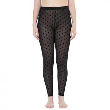 Schwarze Strumpf-Leggings 42/44 – Ulla Popken feiner Flock-Mesh