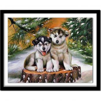 Manichino di Cani 5D – Pittura con Diamanti 20×30 cm