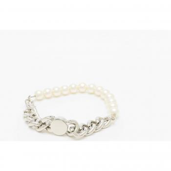 Bracelet élégant perles et chaîne Argenté L/XL