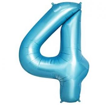 Globo número 4 grande 100 cm azul pastel apto para helio