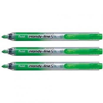 PENTEL Lot de 3 Surligneurs Handy-Line S Rétractable/Rechargeable Vert clair