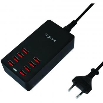 LogiLink Schwarz 8-Port USB-Ladegerät