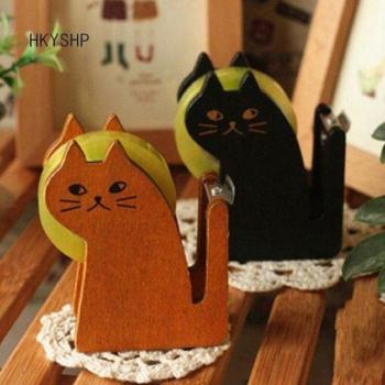 Dispenser de Cinta Madera Retro Gatito
