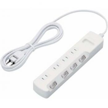 ELECOM SafeSpark 2.5m 4‑Port Power Strip