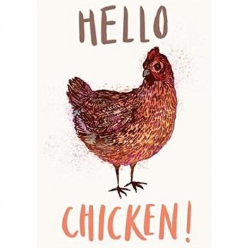 Chicken Greeting Two-Up, Two-Down Dish Towel