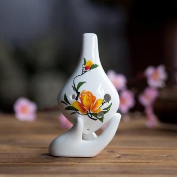 Alt C Ocarina mit Blumenmotiv