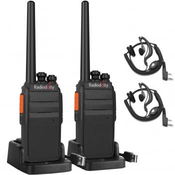 Radioddity R2 PMR446 Funkgerät 2er Set 16 Kanäle Walkie Talkie mit Headset