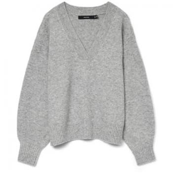 Pull à col V Vero Moda Gris Chiné Décontracté