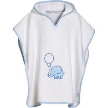 Poncho de bain éponge blanc-bleu éléphant