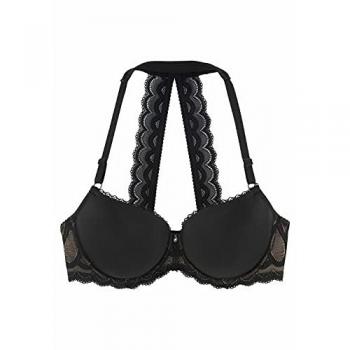 Neckholder-BH LASCANA mit dekorativem Spitzenrücken, Gr. 70C, schwarz