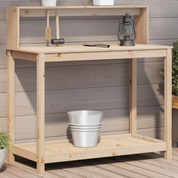 Table de jardin pour rempotage et étagères 108x50x109,5 cm en bois de pin