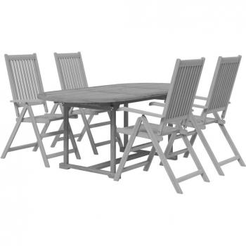 Mobilier de jardin massif Acacia 5‑pièces