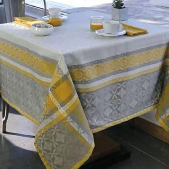 Set de table Maréva 150 × 300 cm, couleur gris-jaune