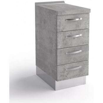 ABITARE Küchenschrank 40x60x84 cm Holz grau Beton mit vier Schubladen