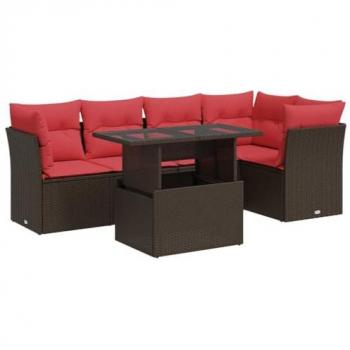 Set Sofá Jardín Acacia 6 piezas + Cojines marrón Vidaxl