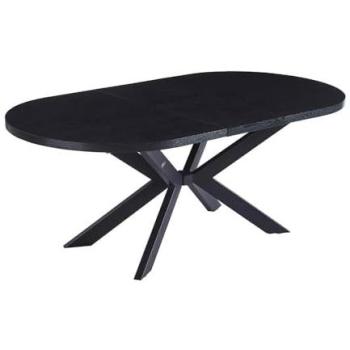 Juego Completo de Comedor Ovalado con Base Estrella – 8 Asientos Negros