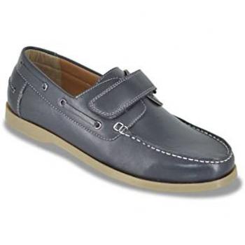 Pegasus Men's Wide Fit Leather Touch Fasten Boat Shoe – Navy, Size 7