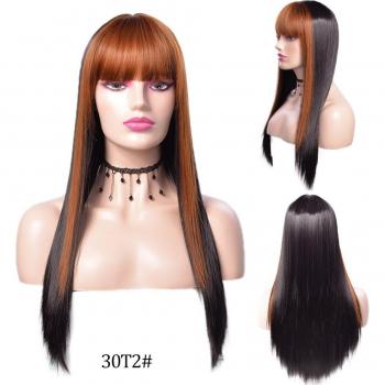 Cabellera Sintética con Mechas Ombré para Mujer, Pelo Largo y Plano, Coloración en Tonalidades de Rosa, Azul,