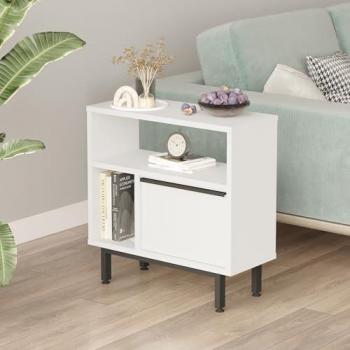 Table d’appoint compacte Vesanto – 60x60 cm, blanc-noir