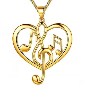 Sunset Pendentif Musique Femme Argent/Or 18k Noir Plaqué Clef de Sol