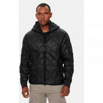 C.P. Company Men's Black Quilted Hooded Jacket, Size XL