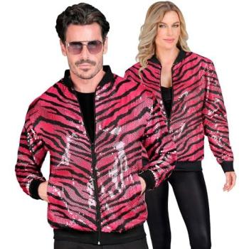 Leopard-Print Pailletten-Bomberjacke – Erwachsene, Pink