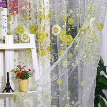 Exquisita Cortina Floral Permeable a la Luz