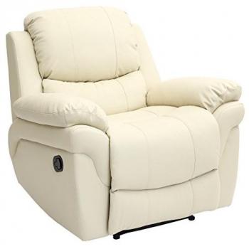 Madison Cream Bonded Leather Manual Recliner Gaming Armchair Sofa
