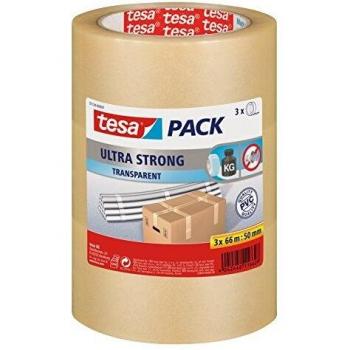 Tesapack® Transparent Packaging Tape, 66 m x 50 mm, 3 Rolls