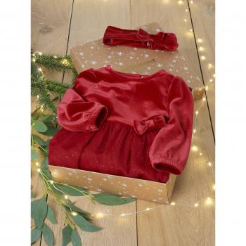 Robe tulle pailleté et bandeau rouge bébé
