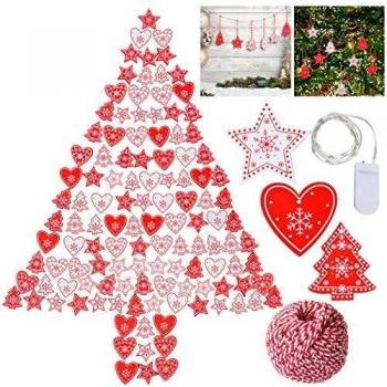 Outgeek 120PCS Decorazioni Fai da Te per Natale in Legno