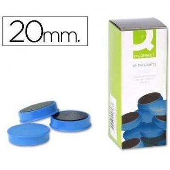 Imanes para sujecion q-connect ideal para pizarras magneticas 20 mm azul caja de 10 unidades
