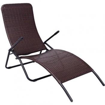 Chaise longue pliable de jardin marron