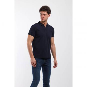 Camicia a Maniche Brevi Polo Nero-Blu Navy