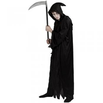 Haunted Reaper Garb – Long Black Cape, Hooded, Adult, Large