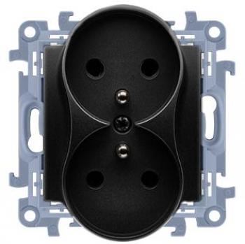 Prise Murale Double 16A 250V Noir Mat SIMON10