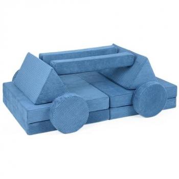 Canapé enfant 6 ans en mousse bleu marine velours côtelé avec fonction lit