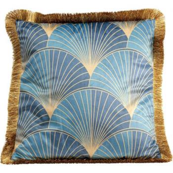 Cuscino Decorativo KARE Design Leaves Blu Oro