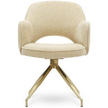 Chaise de travail LUTHOR en tissu beige et doré