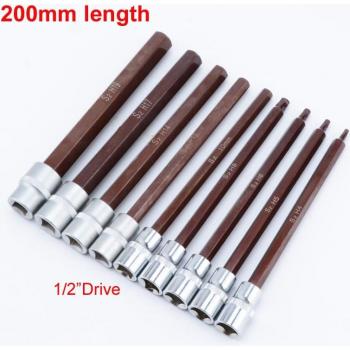 200mm Length 1/2 Inch Drive Hex Screwdriver Bit Sockets H4-H19