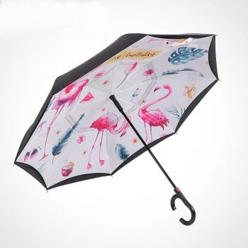 Invertido C‑Gancho: Paraguás con Doble Capa UV y Ventilación Anti‑Viento