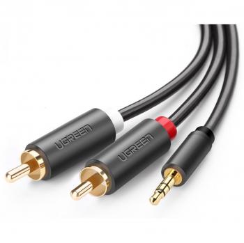 Professional 2-Meter Mini Plug to Two RCA Connectors – Ugreen Gray