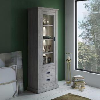 Vetrina Ancona Oak – Modello Anthony 23 con Anta In Vetro e 2 Cassetti