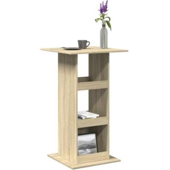 Tavolino bar rovere Sonoma 60x60x102 cm con supporto oggetti multistrato