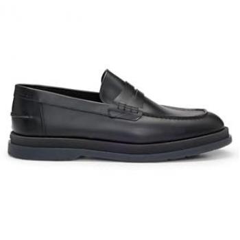 HUGO Penny-Loafer aus Leder mit Label-Details Modell 'Chaol', Größe 41