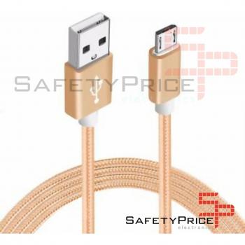 Aluminoso Trenzado Micro USB 1 m, nylon oro, carga veloz para dispositivos móviles
